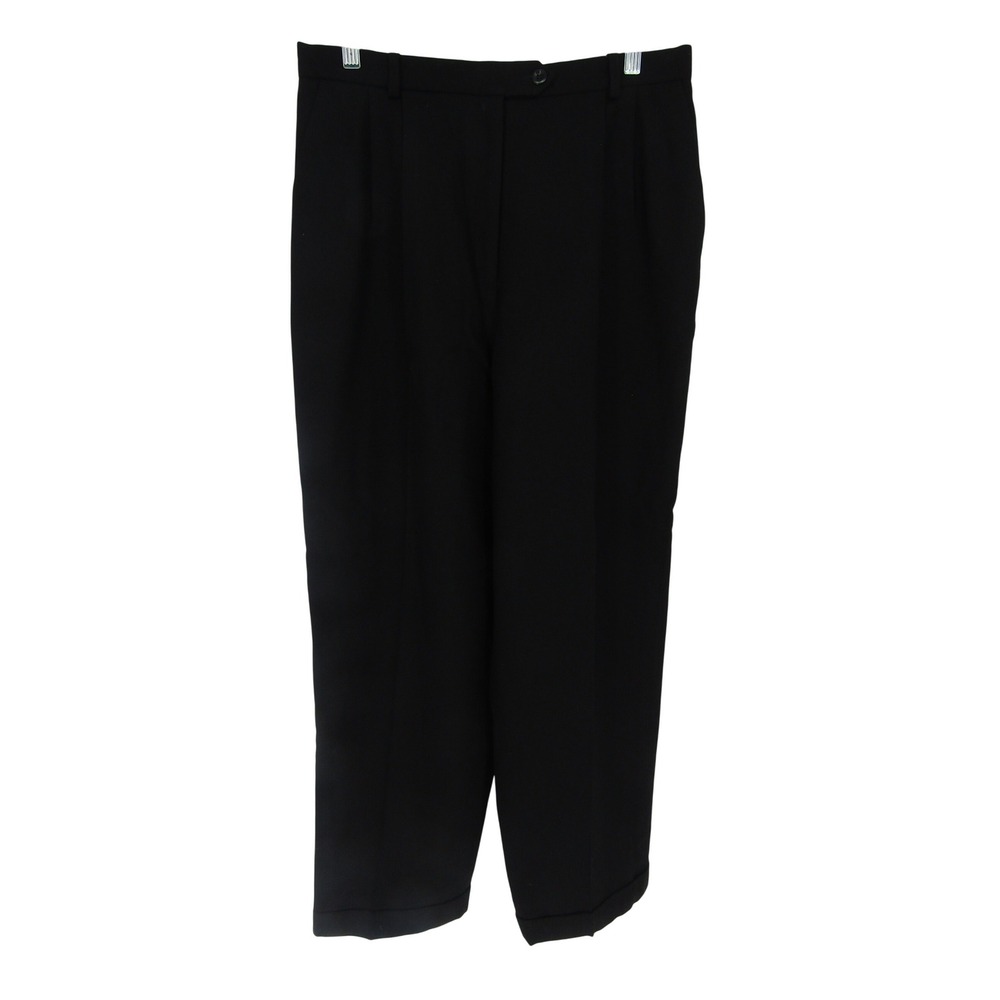 Talbots Pleated Dress Pants Womens 30x28 Black Tapered Cuffed Trousers Business